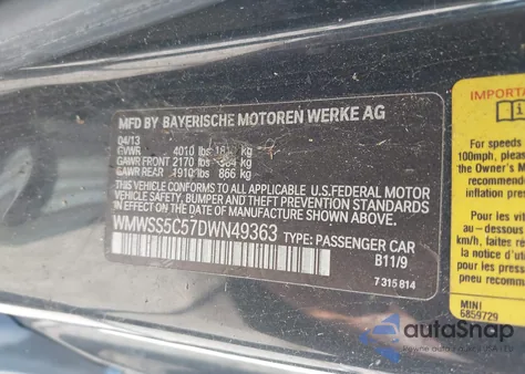 2013 Mini Paceman Cooper S from USA, damaged, VIN WMWSS5C57DWN49363